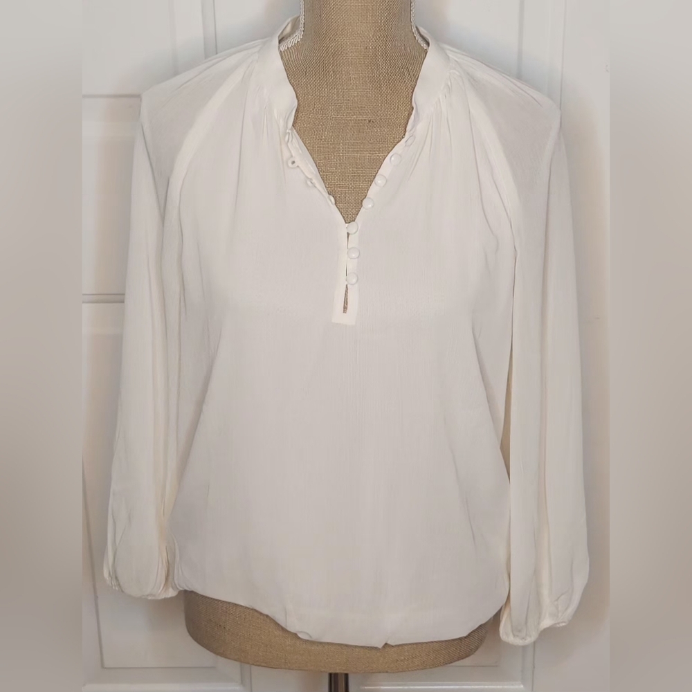 Ann Taylor Cream Button-Front Blouse